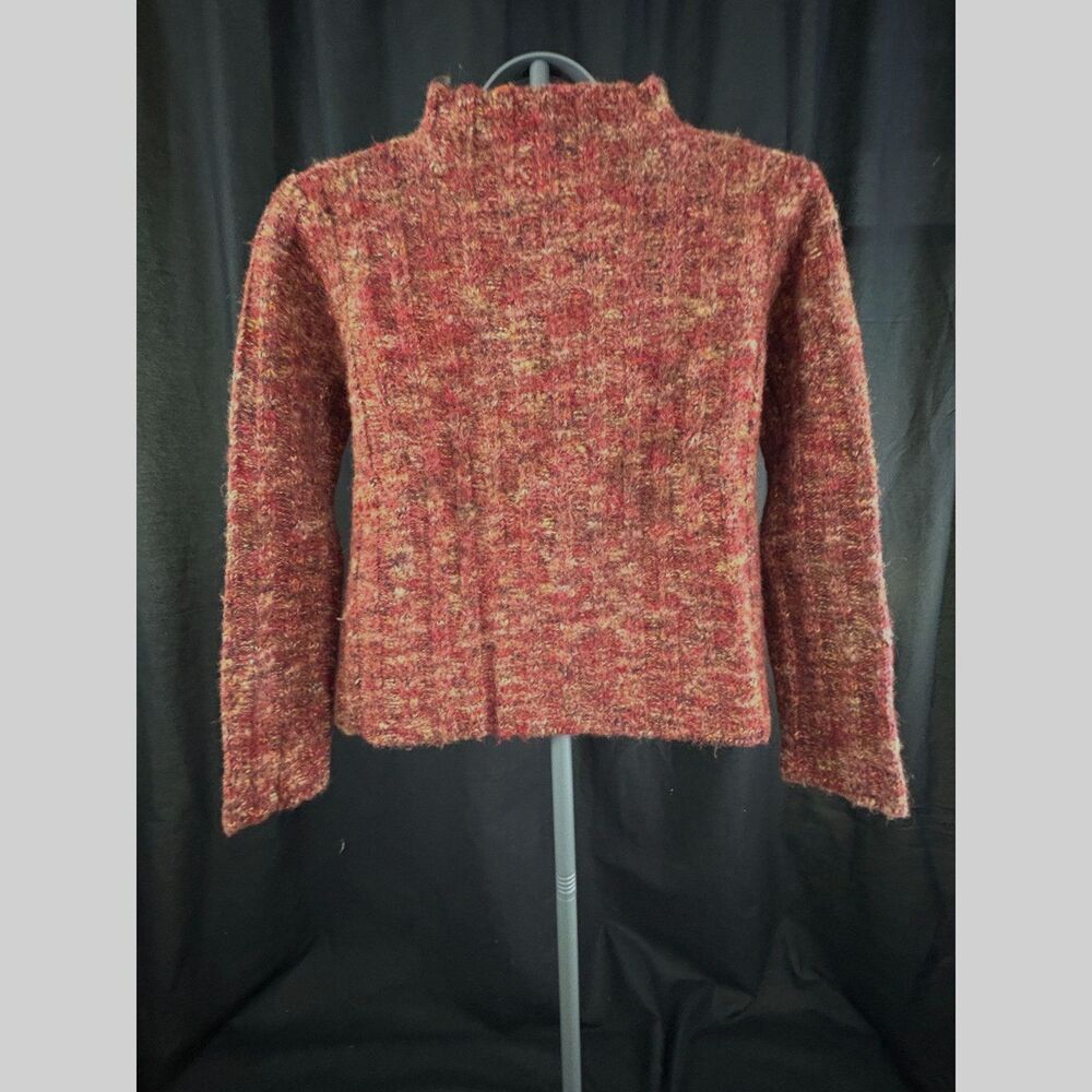 Vintage 90s Jones New York Sport Wool Blend Mock Neck Sweater S Rust Burgundy